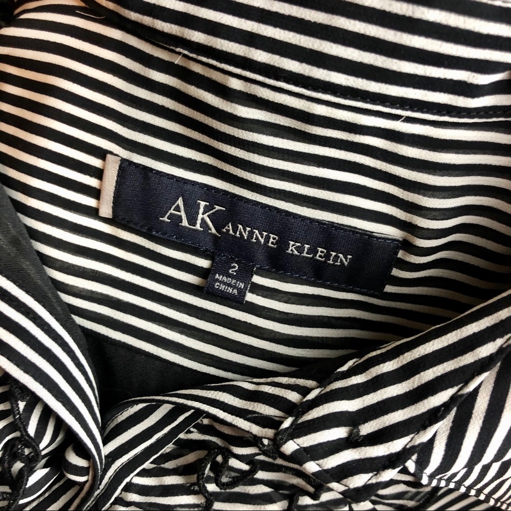 Anne Klein Striped Ruffle Front Blouse - Picture 6 of 6